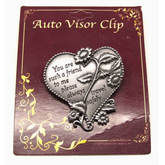 Women Car Visor Clip Gift Silver Heart Shaped You Are Such A Friend To Me - Picture 1 of 2